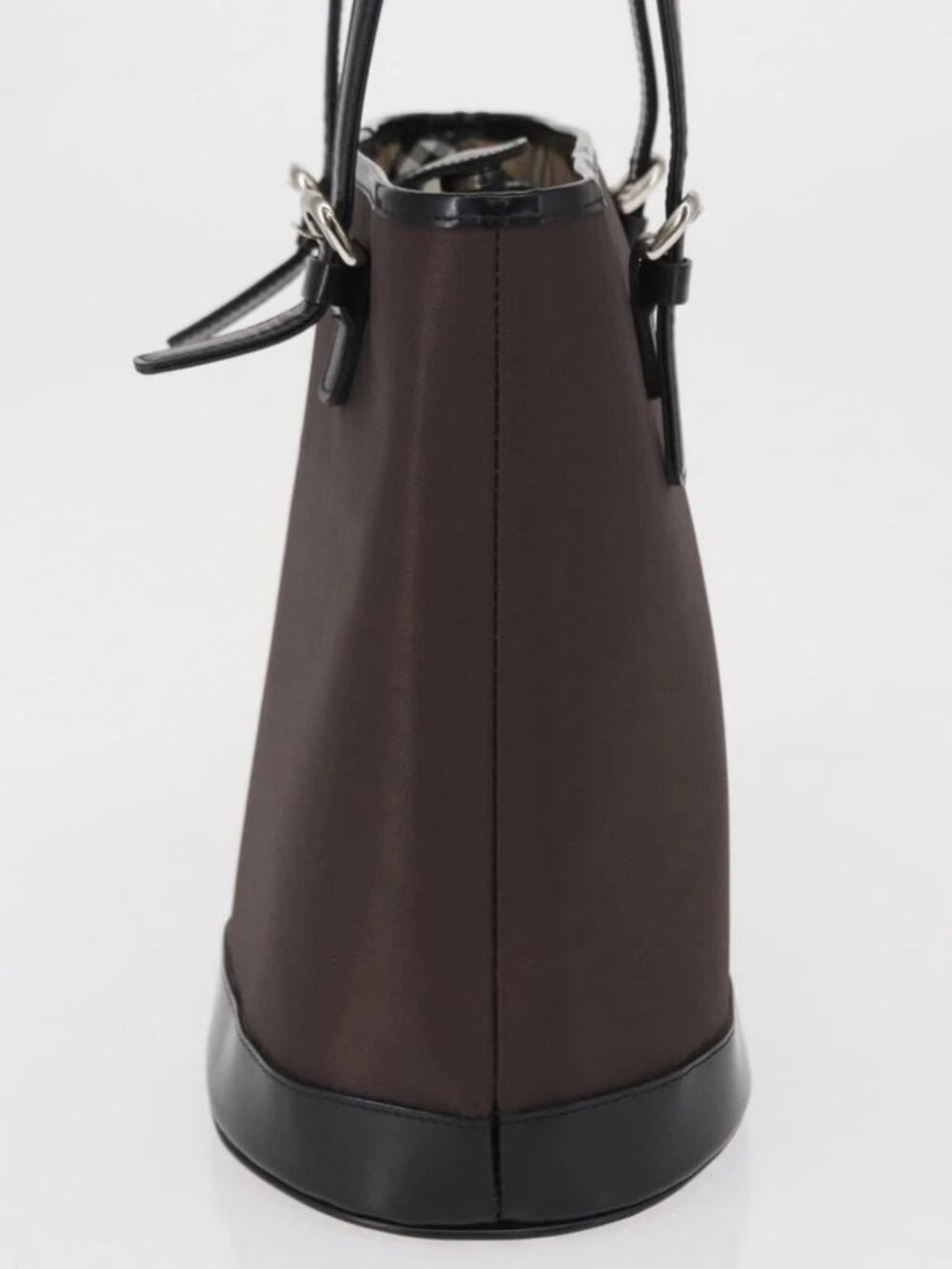 Burberrys Blue Label Tote Bag Nylon Brown Silver Auth - Picture 4 of 15